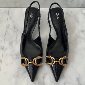 Zara Black and Gold Heels